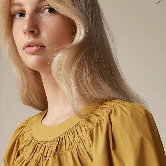 NWT-J.Crew Smock-neck puff-sleeve top in cotton poplin - Picture 3 of 4